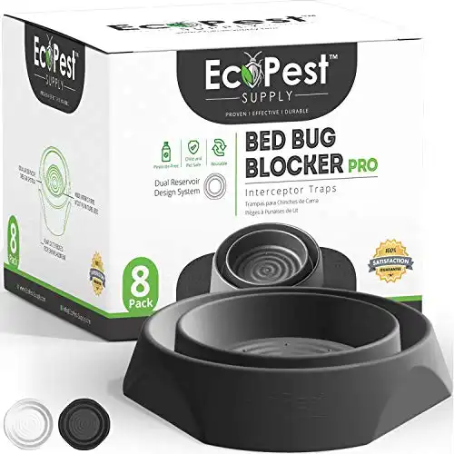 ECOPEST Bed Bug Interceptors 8 Pack | Bed Bug Blocker (Pro) Interceptor Traps (Black) | Insect Trap, Monitor, and Detector for Bed Legs