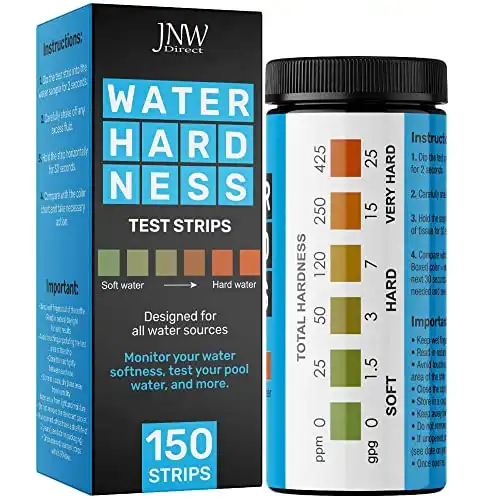 Water Hardness Test Kit - Quick and Accurate Water Hardness Test Strips - Hard Water Test Kit with eBook - Ultimate Test Kit for Water Hardness - 150 Water Softener Test Strips by JNW Direct